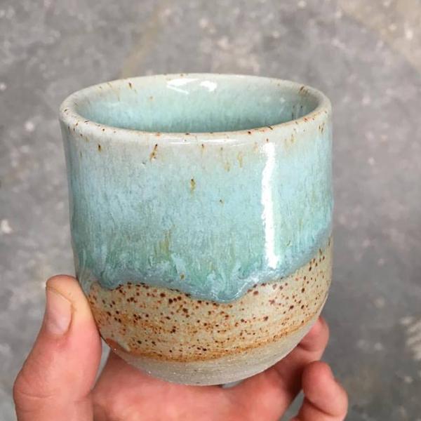 Stoneware glazed pottery cup